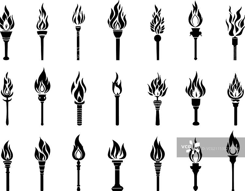 火焰火把黑色图标集 体育图片素材