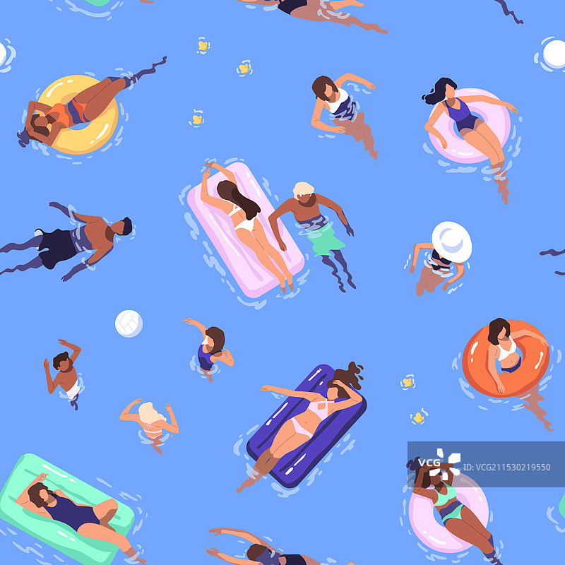 人们漂浮的可重复图案图片素材