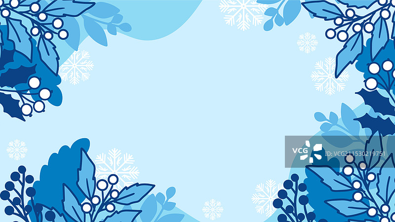蓝色冰冷的花卉酷冬季花园背景图片素材
