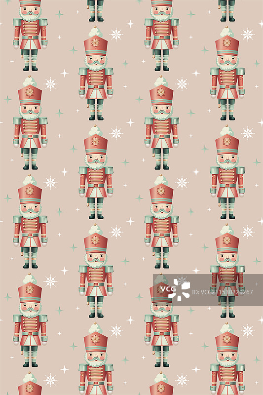 圣诞节无缝图案与胡桃夹子快乐相伴图片素材