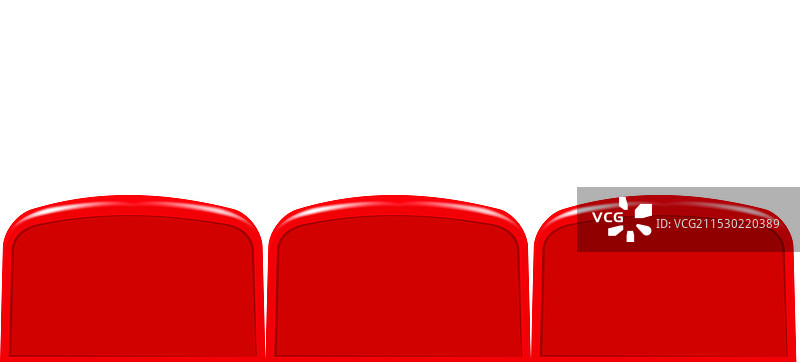 白色背景上的一排红色座椅图片素材