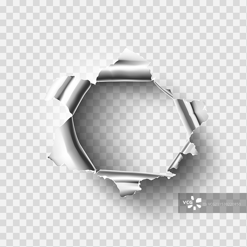 透明背景上的撕裂金属上的破洞图片素材