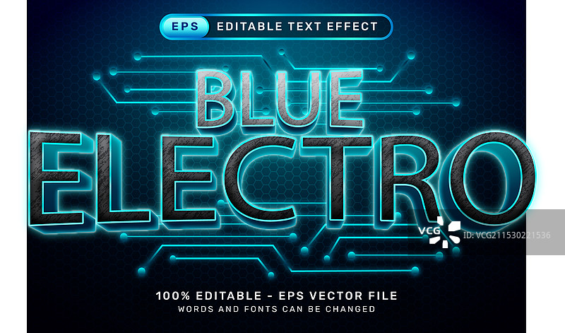 蓝色电光3D文字效果图片素材