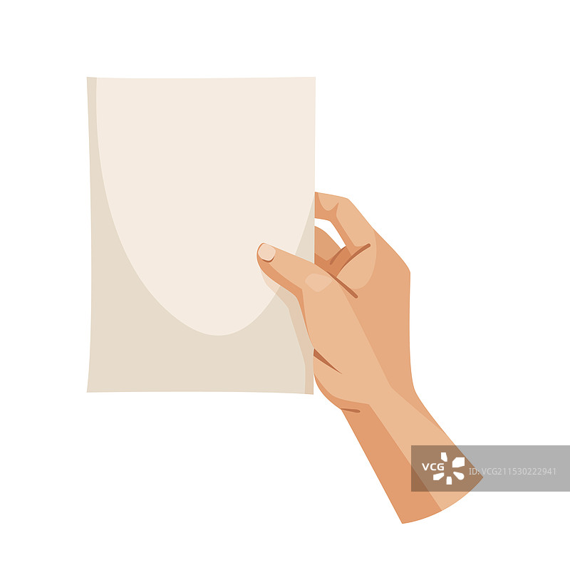 手握空白纸张，背景为白色图片素材