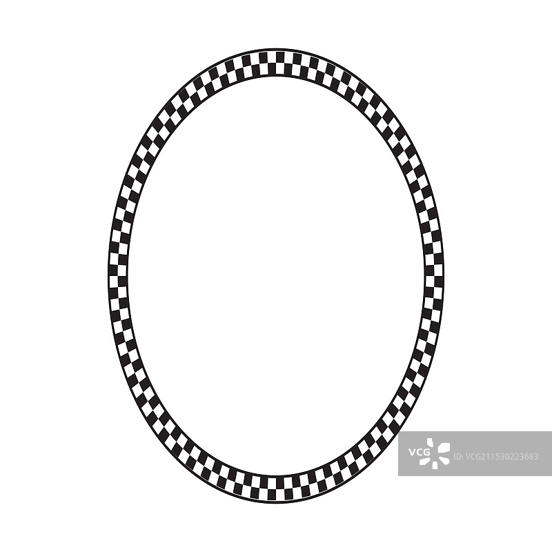 黑白格子印花的椭圆框架图片素材