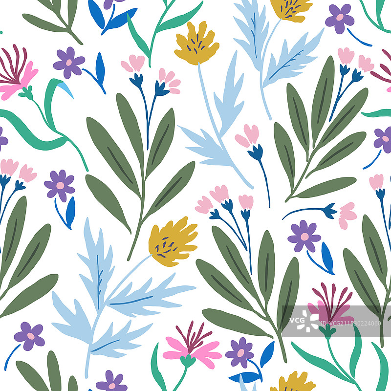 柔和抽象花卉的无缝图案图片素材