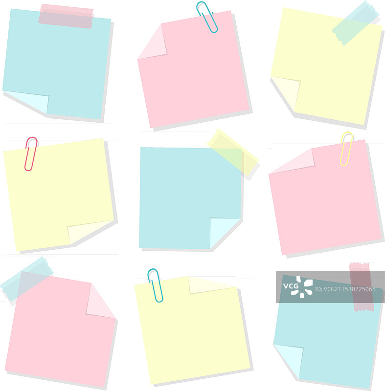 带折边的便签纸张套装图片素材