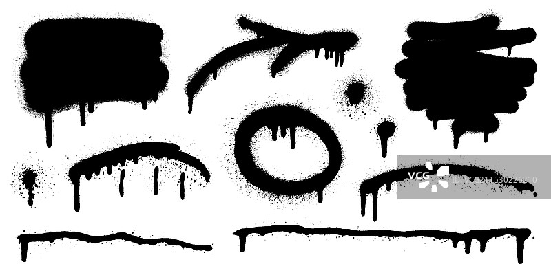 一组涂鸦喷漆横幅喷漆图片素材