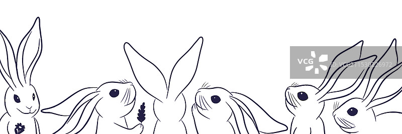 孤立在白色背景上的兔子轮廓样式图片素材