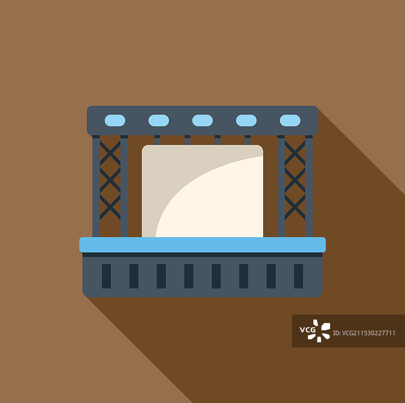 空荡荡的音乐会舞台，配备灯光设备图片素材