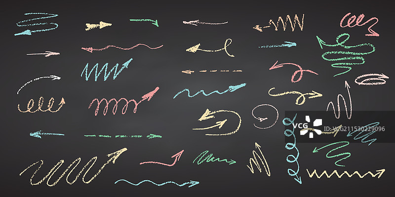 炭笔手绘的卷曲箭头和涟漪图片素材