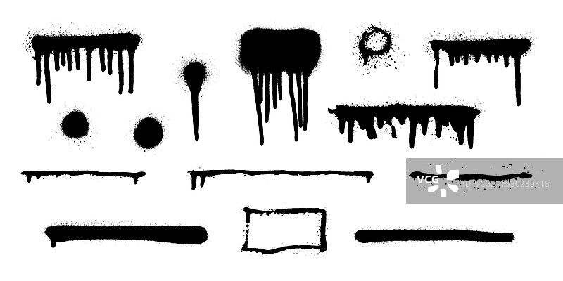 一组涂鸦喷漆横幅喷漆图片素材