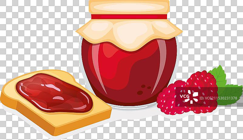 烤面包与覆盆子果酱图标集图片素材