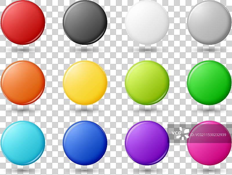 3D真实空白圆形徽章套装图片素材