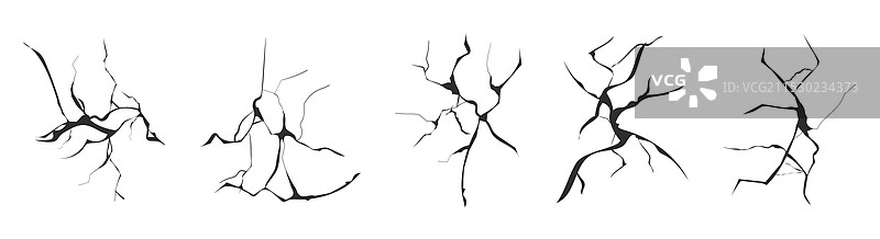 破裂的玻璃墙，地面上的蛋状裂缝图片素材