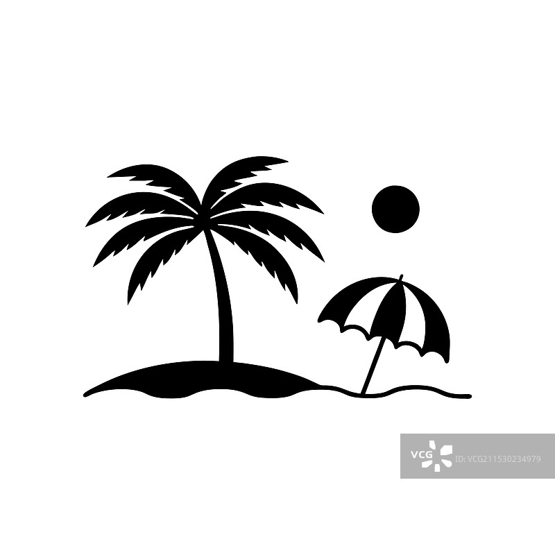 美丽热带棕榈树黑色剪影套装图片素材