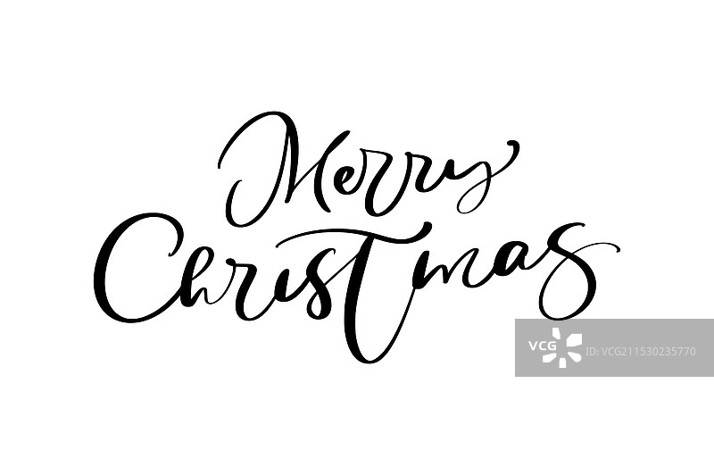 白色背景上的圣诞快乐书法文字图片素材