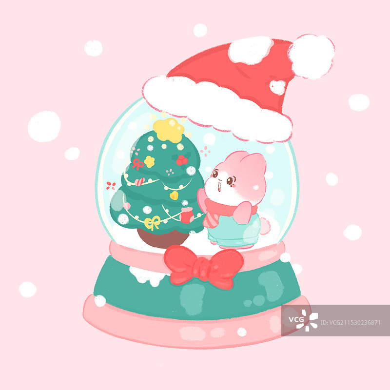 圣诞插画｜水晶球兔子图片素材