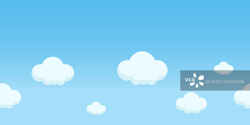 蓝色横向背景与白色云朵图片素材