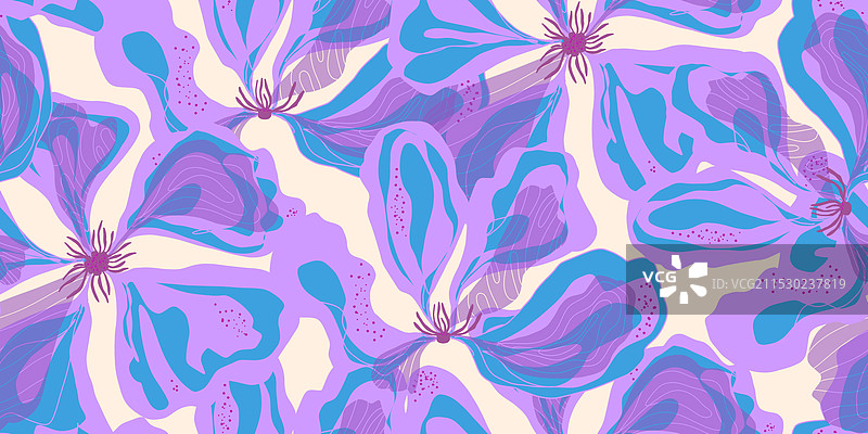 抽象幻想花卉杂色装饰亚洲风格图片素材