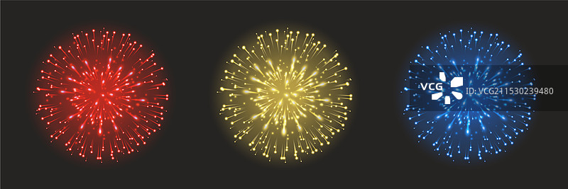 黑暗背景上孤立的烟花爆炸图片素材