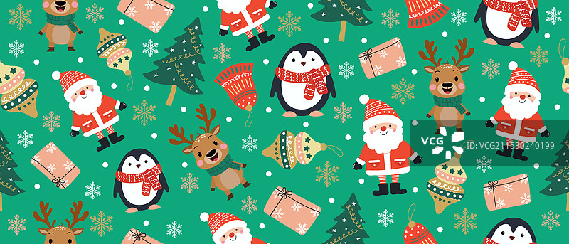 绿色背景上的无缝图案与新元素图片素材