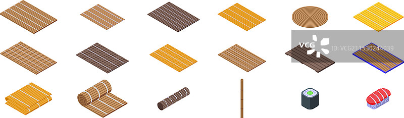 竹席图标集，适用于寿司烹饪的竹席图片素材