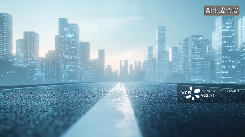 【AI数字艺术】雨后的城市道路-汽车广告背景图图片素材