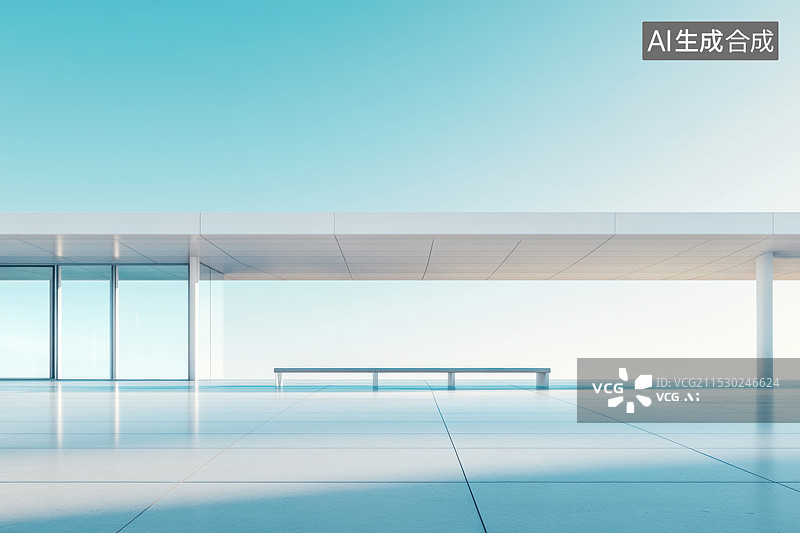 【AI数字艺术】现代建筑广场地面-汽车广告背景图图片素材