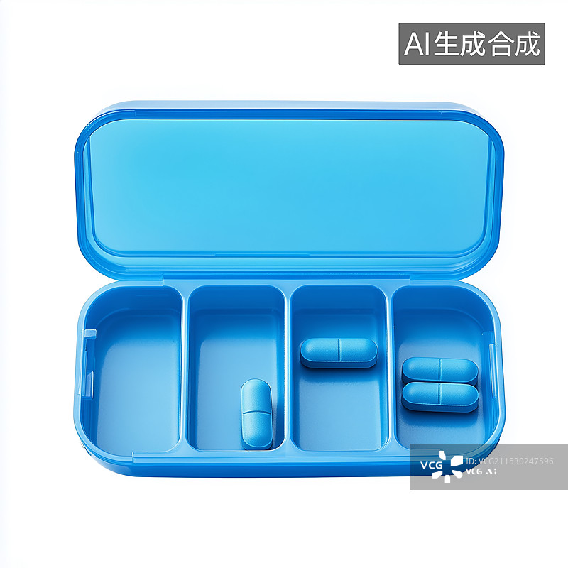 【AI数字艺术】3D蓝色卡通药盒插画元素图片素材