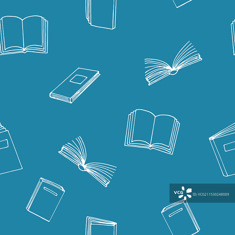 手绘风格的书籍无缝图案图片素材
