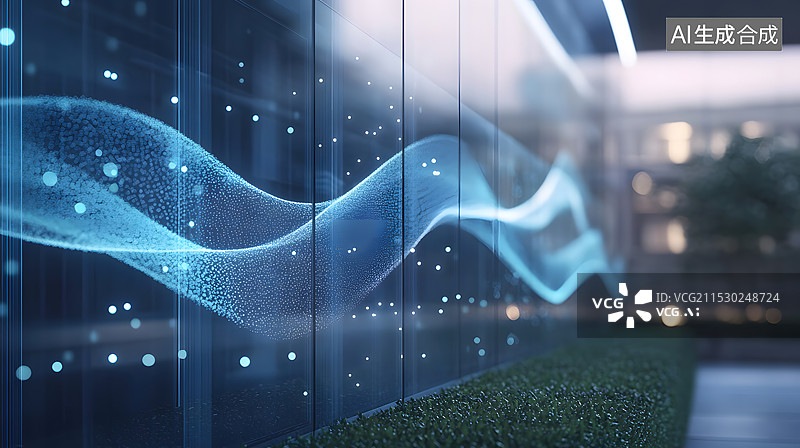 【AI数字艺术】城市金融商务区CBD的玻璃幕墙，科技金融大数据概念背景图图片素材