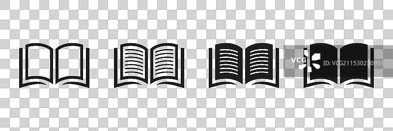 一组书籍图标和一本打开的书图标图片素材