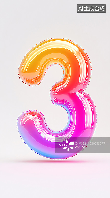【AI数字艺术】3d渲染数字3的倒计时概念元素图片素材