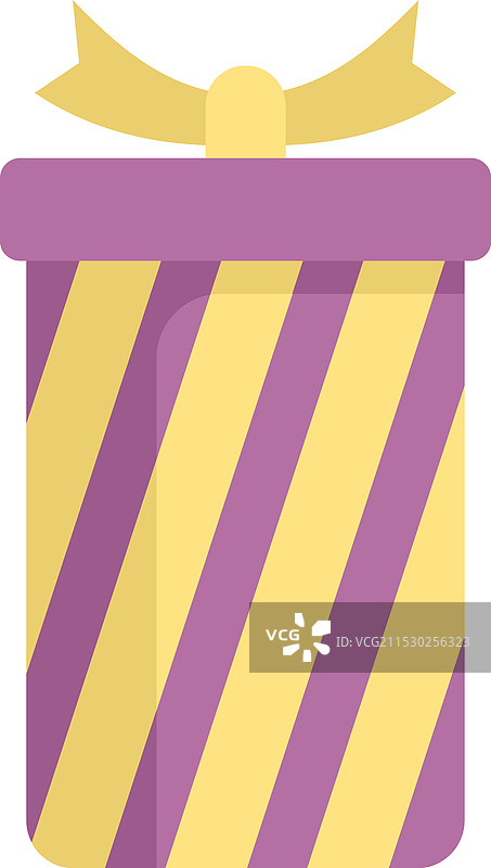 紫色和黄色条纹的礼品盒，上面系着丝带图片素材