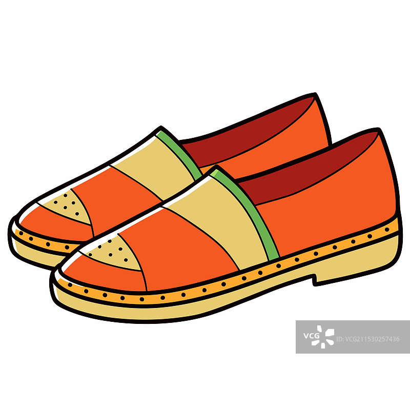 白色背景上的草编鞋图片素材