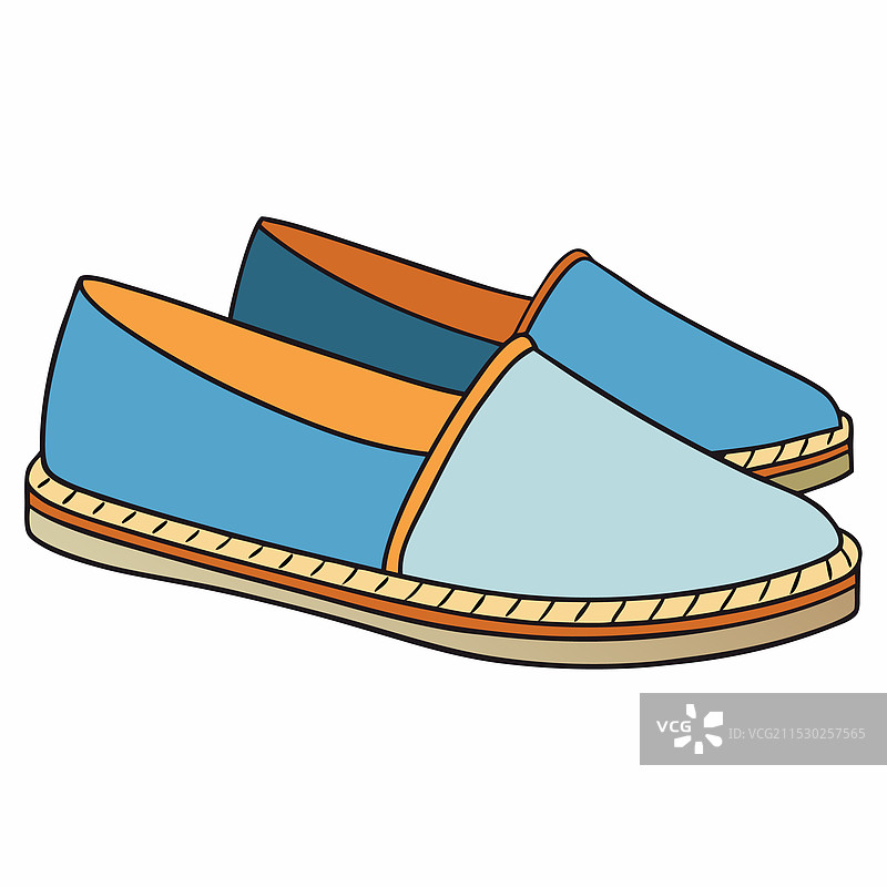 白色背景上的草编鞋图片素材