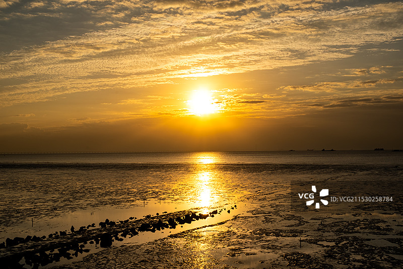 嘉兴海盐观海园日出图片素材