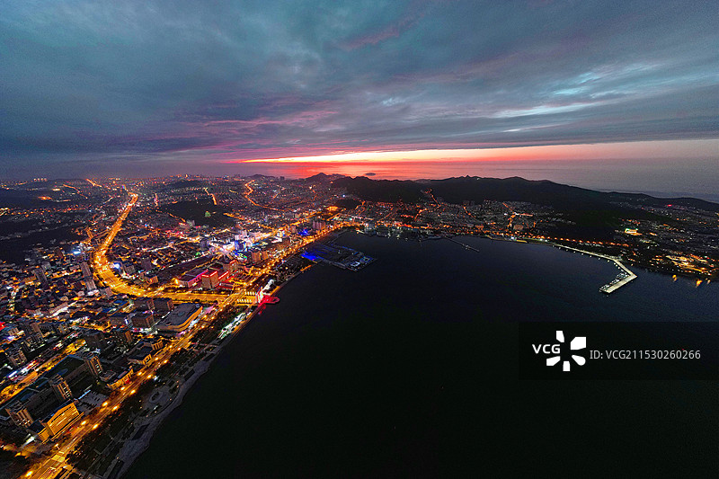 山东威海海滨日落图片素材