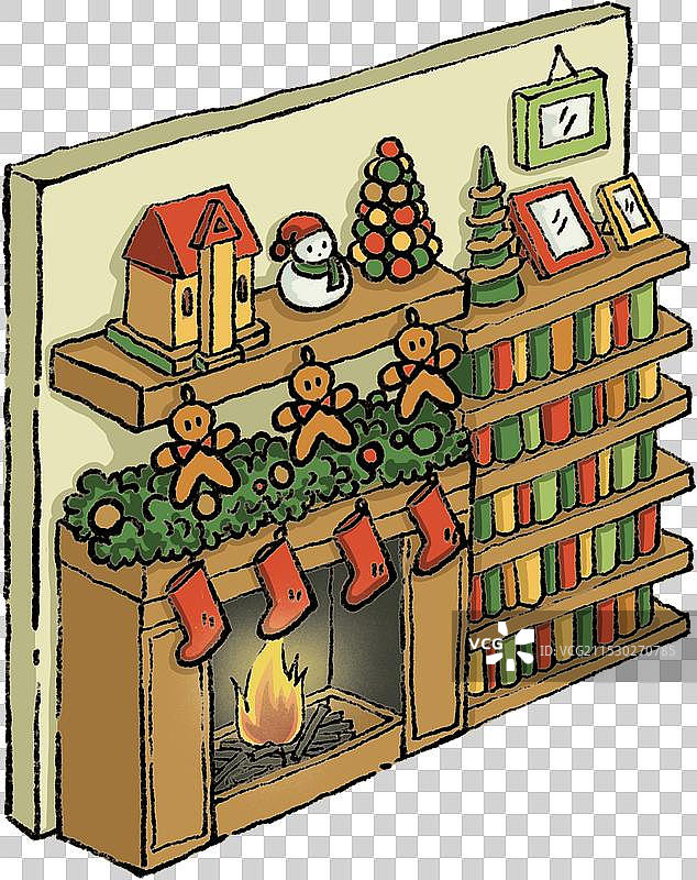 原创插画圣诞节壁炉元素图片素材