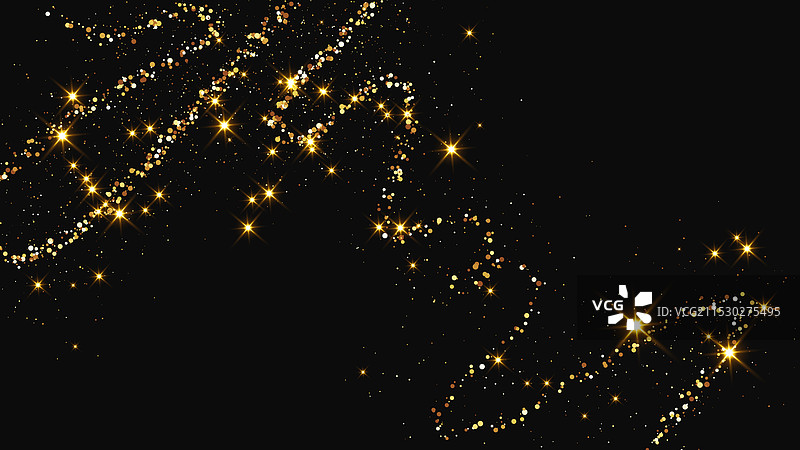 金色闪闪的彩纸屑波浪和星尘图片素材