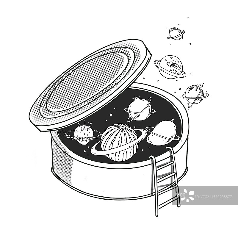星球盒子线稿插画图片素材
