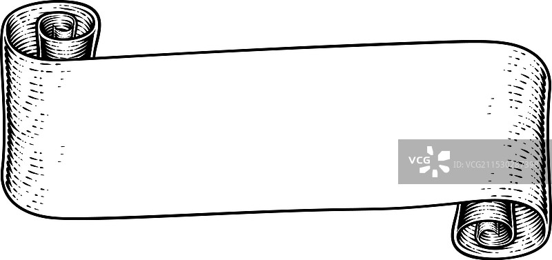 复古旗帜纸条横幅木刻图片素材