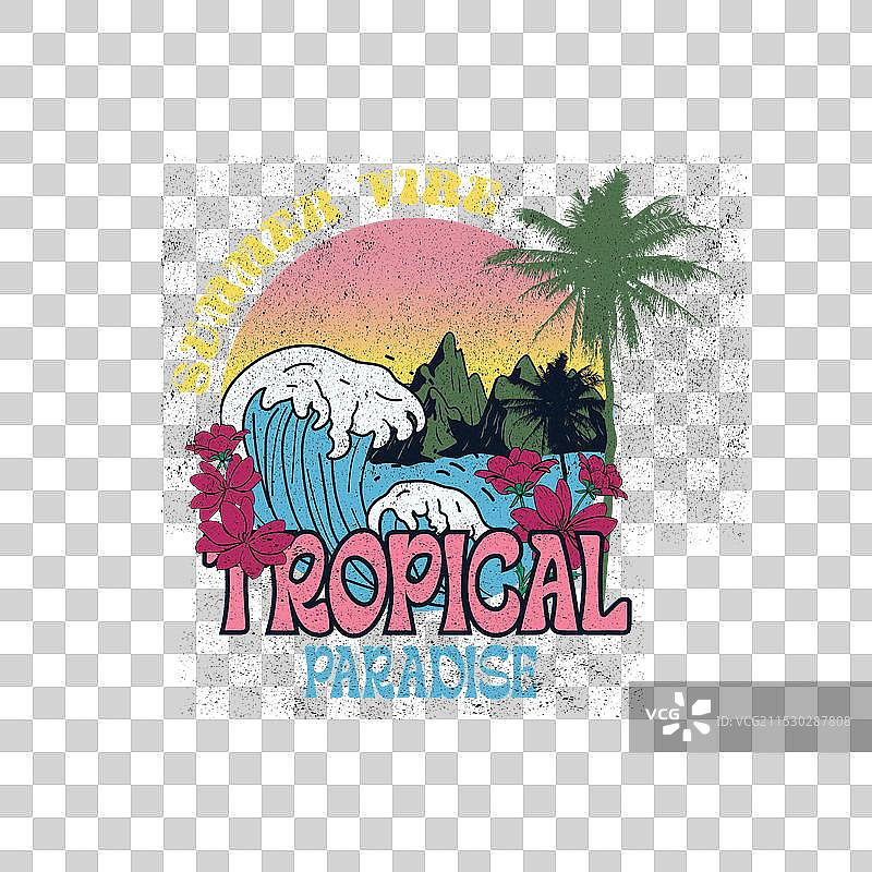 夏日氛围热带天堂海滩风景图片素材