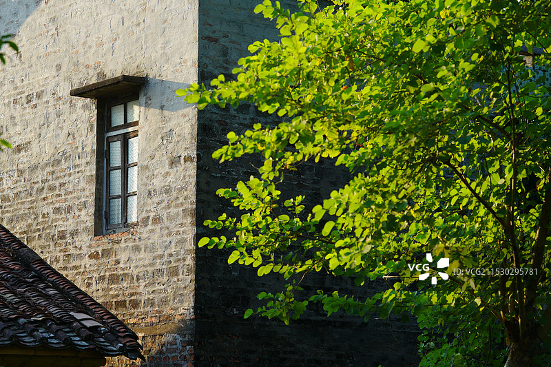 中国广东省东莞市东坑镇丁屋村古围墙历史文化建筑之美！图片素材