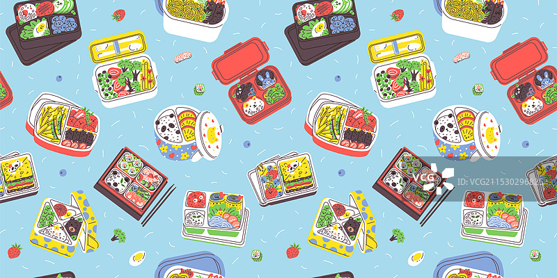 无缝图案的便当午餐图片素材