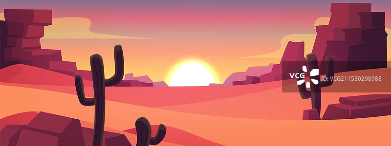 沙漠风景日落图片素材