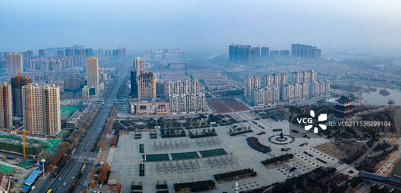 鱼台县 孝贤广场 孝贤大道 运河城 金贤源大厦 航拍图片素材