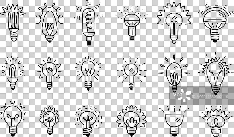 带有表情符号的涂鸦创意灯泡图片素材