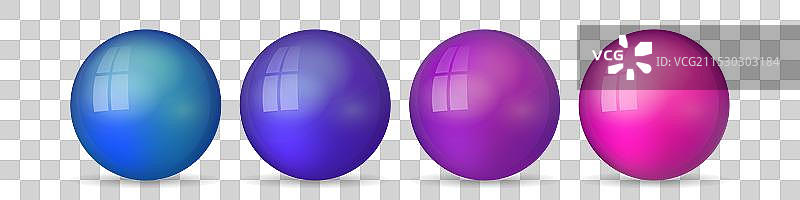 一组光滑逼真的彩色玻璃球图片素材